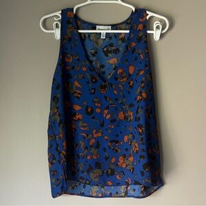 Veronica M Blue Leopard Print V-Neck Sleeveless Camisole